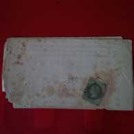 LETTRE DOCUMENT PROVINS TIMBRE 1C VERT BRONZE - 1849-1876: Klassieke Periode