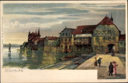 Artiste Lithographie Steckborn Kt. Thurgau Schweiz, Straßenpartie, Hotel Zur Krone - Steckborn