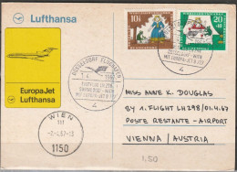 BRD Flugpost / Erstflug LH 298 Boeing 727 Düsseldorf - Wien 1.4.1967 Ankunftstempel 2.4.67 ( FP 82) - First Flight Covers