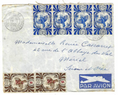 1950 - Lettre PAR AVION De NOUMEA   Pour La France - Affr. France Libre  N° 239 X 4 + N° 249 X 2 - Covers & Documents