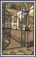 GAMING (NÖ) - Jugendheim 1925, Steindruckkarte, Blick Durch Ein Barockgittertor Mit Spätgotischem Gebäude - Gaming