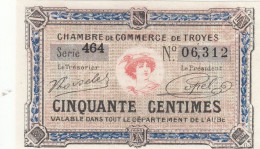 CRBX0210 BILLETE CAMARIA DE COMERCIO DE FRANCIA 50 CENTIMES 1926 SIN CIRCULAR - Altri & Non Classificati