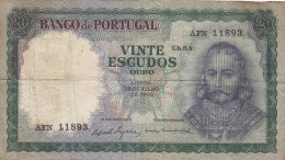 CRBX260 BILLETE PORTUGAL 20 ESCUDOS 1960 BC - Portugal