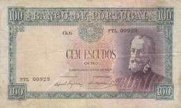 CRBX261 BILLETE PORTUGAL 100 ESCUDOS 1957 BC - Portugal