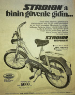 Motorcycle ADVERTISING; Jawa STADION "Get On The Stadion, Go Safely." 1973 - Moto