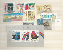 1991  MNH San Marino Year Complete, Postfris** - Années Complètes