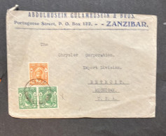 O) 1956 ZANZIBAR,  SULTAN KHALIFA BIN HARUB, ABDULHUSEIN GULAMHUSEIN  CIRCULATED COVER TO USA, XF - Zanzibar (1963-1968)
