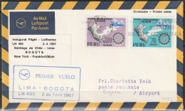 BRD Flugpost / Erstflug LH 493 Boeing 727 Lima - Bogota 2.4.1967 Ankunftstempel 1.4.67 ( FP 84) - First Flight Covers