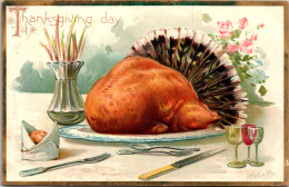 Thanksgiving With Turkey On A Platter 1909 Tucks - Thanksgiving