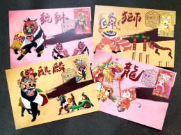 Hong Kong Cultural Heritage Dragon Lion Dance 2021 Chinese (maxicard) - Lettres & Documents