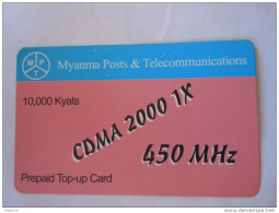 Myanmar Birmanie Burma Birma CDMA 2000 1X 450 MHz 10000 KYATS Mobile GSM Prepaid TOP UP Card EXP: 10.04.2013 - Myanmar