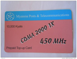 Myanmar Birmanie Burma Birma CDMA 2000 1X 450 MHz 10000 KYATS Mobile GSM Prepaid TOP UP Card EXP: No Date - Myanmar (Burma)