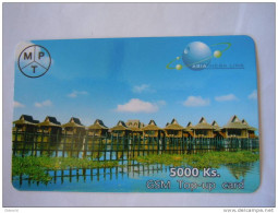Myanmar Birmanie Burma Birma Village Lake NO Brown Color 5000 Ks Mobile GSM Prepaid TOP UP Card EXP: 10.6.2013 - Myanmar (Burma)