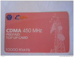 Myanmar Birmanie Burma Birma Elite Tech CDMA 450 MHz 10000 KYATS Mobile GSM Prepaid TOP UP Card EXP: 10.04.2013 - Myanmar