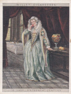 English Period Costumes 1927 - 12 Lady 16th C  - Wills Cigarette Card - Original Card - Large Size - Wills