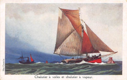 ILLUSTRATEUR - HAFFNER - MARINE - "CHALUTIER A VOILES ET CHALUTIER A VAPEUR" - LIGUE MARITIME ET COLONIALE - Haffner