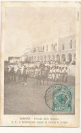 1909 COLONIE ITALIANE SOMALIA CARTOLINA BENDIR RIVISTA DELLO STATUTO MOGADISCIO 0,05/ 2 BESA APPLICATA SU CARTA - Somalie