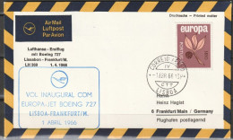 BRD Flugpost / Erstflug LH 369 Boeing 727 Lissabon - Frankfurt  1.4.1966 Ankunftstempel 1.4.66 ( FP 91) - Premiers Vols