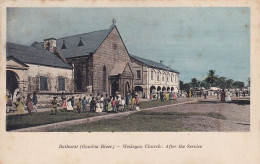 Bathurst Gambia River Wesleyan Church After The Service  Sortie De Messe Hand Colored - Gambia