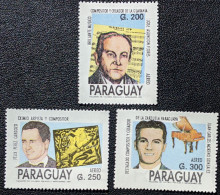 Paraguay, 1991, Mi 4552-4554, Musicians, 3v Out Of Set, MNH - Musique