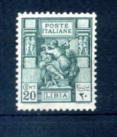 1926-29 LIBIA N.54 (*) D.11, Senza Gomma, 20C. Verde, Sibilla Libica - Libye