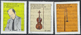 Paraguay, 2000, Mi 4840-4842, 75th Anniversary Of Guarania, José Asunción Flores + Violin + Trombone, 3v, MNH - Musique