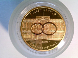 Medaille/Münze, British History, Diamond Wedding Queen Elisabeth, Cu Vergoldet, 35 Mm, Zertifikat, PP - Numismática