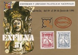 1980-HOJA RECUERDO ED. 98 -EXFILNA 81 PALENCIA EXPO. Y JORNADAS FILATÉLICAS NACIONALES - NÚMERO DE CONTROL AL DORSO- - Fogli Ricordo