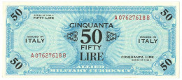 50 LIRE OCCUPAZIONE AMERICANA IN ITALIA BILINGUE FLC A-B 1943 A SUP+ - Occupazione Alleata Seconda Guerra Mondiale