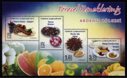 Türkiye 2017 Mi 4361-4364 MNH Regional Cuisines Of Turkey - Mediterranean Dishes,  Food, Gastronomy, Fruit [Block 167] - Alimentation