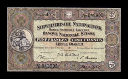 Suiza Switzerland 5 Francs 1949 Pick 11n (3) Serie 45S Mbc/+ Vf+ - Schweiz