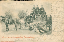 Hammelburg Allemagne Deutschland Bavière Gruss Vom Schiessplatz Cheval Calèche Post Militaire  "en L'état" 1901 - Hammelburg