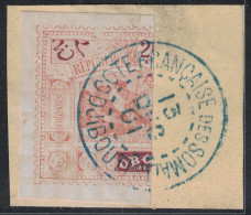 OBOCK - N°53a - DEMI TIMBRE GAUCHE A 20c SUR FRAGMENT DE LETTRE - COTE 45€ . - Usati