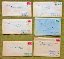 1958 1953 1960 BUILDING CASTLE Cover Letter BAJA Postmark LOT Ganz SERVICE Car Automobile BUS CSEPEL Post SÁROSPATAK - Storia Postale