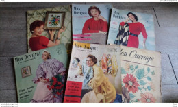 Lot 6 Revues Mon Ouvrage 1957 Broderie Bricolage Mode Femme Enfant Cuisine - Fashion