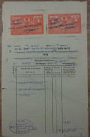 Indien Dokument Von Ca. 1950 Mit Zwei Gebührenmarken/Steuermarken - Briefe U. Dokumente