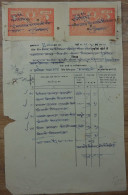 Indien Dokument Von Ca. 1950 Mit Fünf Gebührenmarken/Steuermarken - Covers & Documents