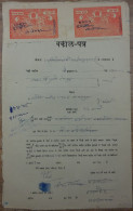Indien Dokument Von Ca. 1950 Mit Zwei Gebührenmarken/Steuermarken - Storia Postale