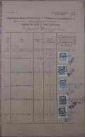 Indien Dokument Von Ca. 1950 Mit Zehn Gebührenmarken/Steuermarken - Lettres & Documents