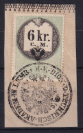 AUSTRIA 1854 - Canceled - Stempelmarke Der 1. Ausgabe C.M. - 6kr - Fiscales