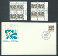 Canada # 871-872 UR. & LR. PB. MNH + FDC's - Christmas 1980 - Greeting Cards - Blocks & Kleinbögen