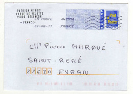 Enveloppe FRANCE Prêt à Poster Oblitération LA POSTE 04753A 01/06/2011 - PAP: Ristampa/Logo Bleu