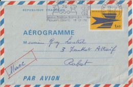 1976 - LETTRE ENTIER AEROGRAMME De ROUEN => RABAT (MAROC) ! - Aerogramas