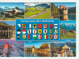 Salutations De Suisse ! Gruss Aus Der Schweiz   Postcard With Blason Of The Swiss Cantons. (unused) - St. Anton