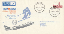 Letter From Johannesburg To Zurich, Switserland 1982, Flight Letter - Luftpost