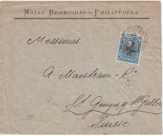 1903 BULGARIA PRINCE FERDINAND 25 ST. LETTER FROM PLOVDIV TO SWITZERLAND. - Covers & Documents