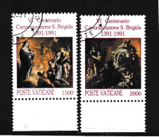 1991 Vaticano Vatican SANTA BRIGIDA  Serie Di 2 Valori Usata Con Gomma, Used With Gum - Gebraucht
