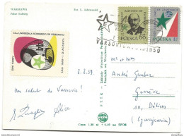 226 - 74 - Carte De Pologne Avec Timbres, Vignette Et Oblit Spéciale "Esperanton Varsovie 1959" - Esperanto