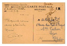 TB 4352 - MILITARIA - Carte En Franchise Militaire - Soldat CORNIER Chasseur 25 ème Demi Brigade SP 127 Pour LYON - Covers & Documents