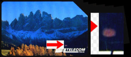 G AA 65 C&C 2729 SCHEDA TELEFONICA USATA DOLOMITI 2/4 VARIANTE MACCHIA - [3] Errores & Variedades